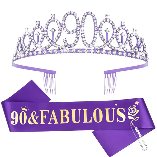 Miniatura 32 de Casoty Juego de diadema y tiara de 40 y fabuloso, oro rosa, para decoraciones de cumpleaños de 40 años, regalos para mujeres, decoraciones de fiesta