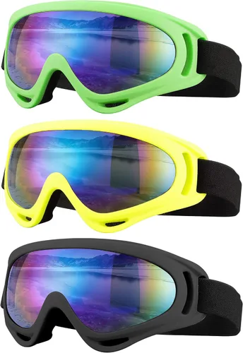 Miniatura 10 de Gafas de esquí, gafas de motocicleta, paquete de 3 gafas de snowboard para hombres, mujeres, adultos y jóvenes