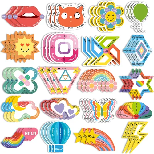 Fulmoon 120 calcomanías sensoriales de ansiedad texturizadas para la salud mental, autismo y TDAH, calcomanías de atención plena para aliviar el