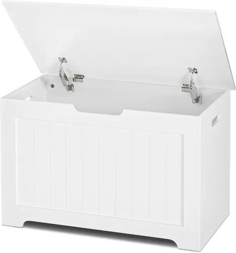 Miniatura 11 de SUPER DEAL Cofre de almacenamiento, organizador de caja de pecho de 30 pulgadas con 2 bisagras de seguridad, banco de almacenamiento de entrada