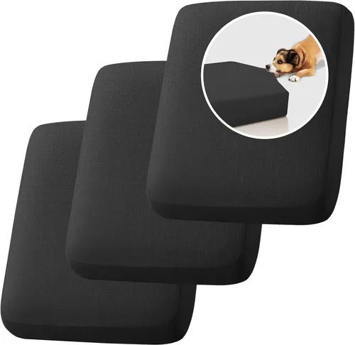Miniatura 10 de H.VERSAILTEX Fundas de cojín individuales de lino tejido resistente al agua para sofá de 2 plazas para sofá de 2 cojines, fundas protectoras