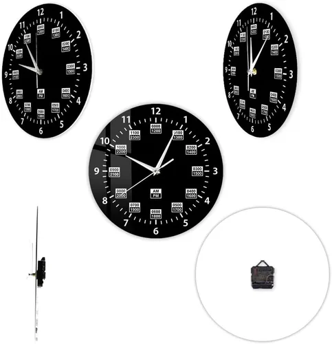 Miniatura 9 de Reloj de pared de 15 pulgadas, estilo militar, 24 horas, reloj de pared retro silencioso de cuarzo sin tictac, funciona con pilas, reloj de pared