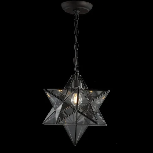 Miniatura 8 de JONATHAN Y Colgante LED de estrella morava de bronce aceitado de 12 pulgadas, linterna colgante de metal con vidrio transparente para isla de Bronce