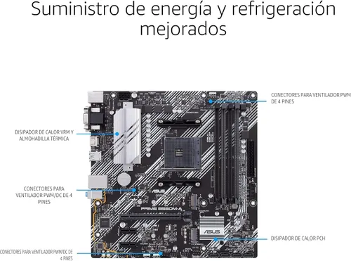 Miniatura 2 de ASUS Prime B550M-A WiFi II AMD Micro ATX Placa base con PCIe 4.0, WiFi 6, memoria ECC, HDMI 2.1, cabecera RGB