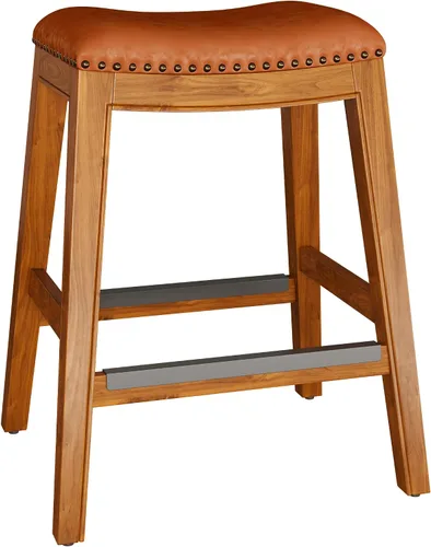 Miniatura 12 de DTY Indoor Living Durango - Taburete de cuero regenerado, taburete de mostrador de 24 pulgadas, acabado natural, asiento de cuero de silla Acabado
