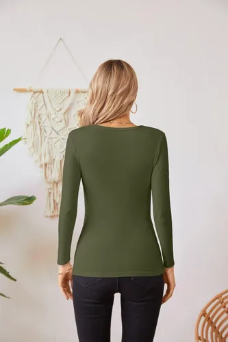 Miniatura 6 de VICHYIE Fall Clothes Womens Crewneck Ribbed Long Sleeve Shirts Slim Fitted Tee Casual Basic Tshirt Top