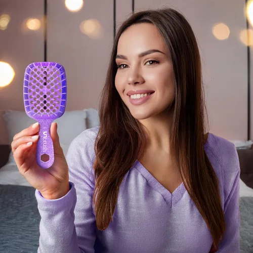 Miniatura 10 de FHI Heat UNbrush - Mini cepillo desenredante para cepillado sin dolor en todo tipo de cabello húmedo o seco, cerdas antiestáticas Duoflex duraderas