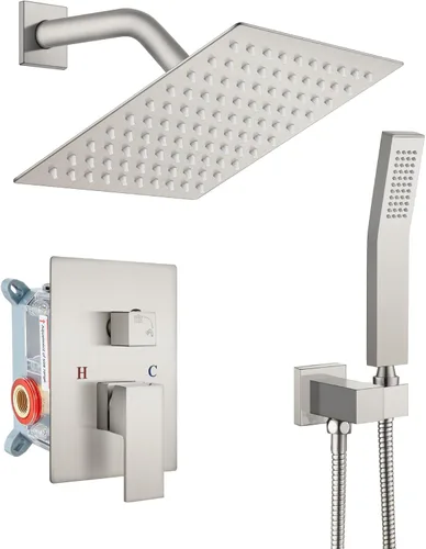Miniatura 12 de gotonovo Sistema de ducha de lluvia para baño, juego de cabezal y mango de ducha de lluvia montado en la pared, conjunto completo combinado de latón