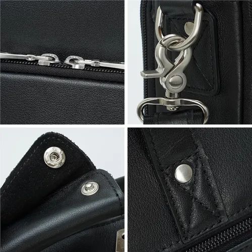 Miniatura 6 de Masa Kawa Maletín de cuero para hombre de 17/15.6" con bandolera para laptop, bolsa de hombro con mensajero para negocios, viaje, trabajo, estuche