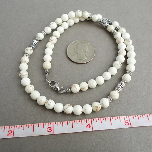 Miniatura 4 de Mami's Gem Studio Collar de cuentas para hombre, hecho a mano en Estados Unidos, piedras preciosas de 0.236 pulgadas y peltre estilo tribal