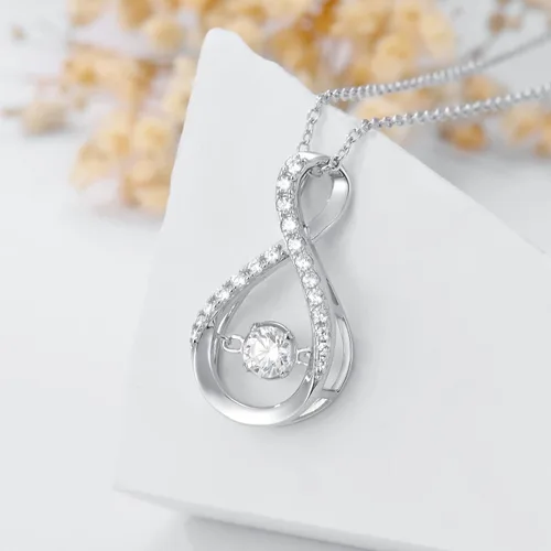 Miniatura 2 de Collar con colgante infinito para mujer, plata de ley 925, collares de piedra natal brillante, aniversario, cumpleaños, joyería fina, regalos