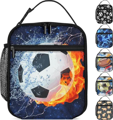 Miniatura 12 de Lonchera Lightning para niños y niñas, bolsa de almuerzo aislada reutilizable con bolsillo lateral, lonchera azul para niñas, niños y adolescentes