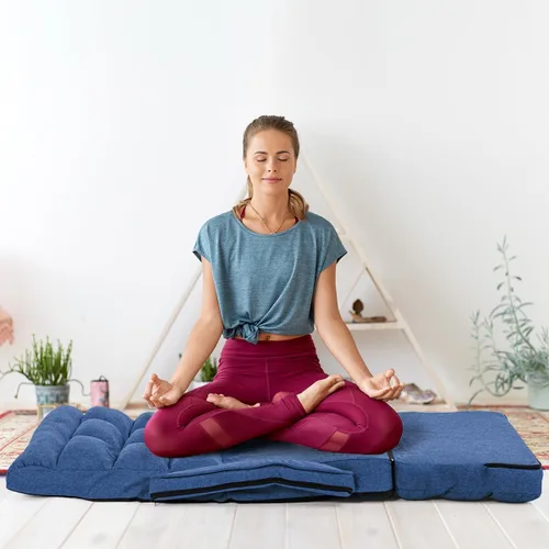 Miniatura 7 de Silla de juegos de suelo, 6 posiciones ajustables, tumbona, para adolescentes y adultos, silla plegable acolchada de meditación con reposabrazos