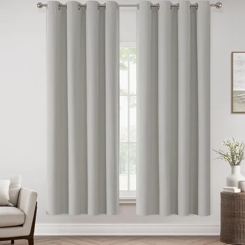 Miniatura 78 de ChrisDowa Cortinas 100% Opacas de Abedul Sólido de 45 Pulgadas de Largo, 2 Paneles para Dormitorio y Sala de Estar, Estilo Granja Oscurecedoras