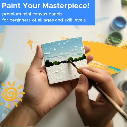 Miniatura 4 de YOURSORTER Mini Lienzo para pintar 4x4 pulgadas, paquete de 20 pequeños lienzos para pintar para novatos y artistas, imprimados con gesso libres