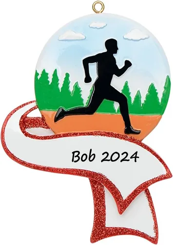 Adorno personalizado para corredor, adorno para correr, decoración de árbol de Navidad, adorno de corredor de maratón, adorno de corredor masculino,