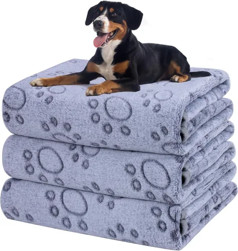 Miniatura 21 de Dono 1 paquete de 3 mantas para perros, manta de forro polar suave y esponjosa para mascotas, tapete cálido para dormir, diseño de huellas
