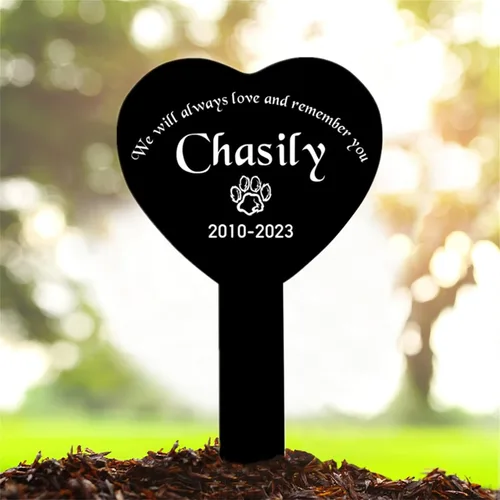 Miniatura 15 de Marcador de metal para tumbas para mascotas, nombre personalizado, estaca de jardín, perro, conmemorativo, alas de ángel, marcador de tumba, hueso