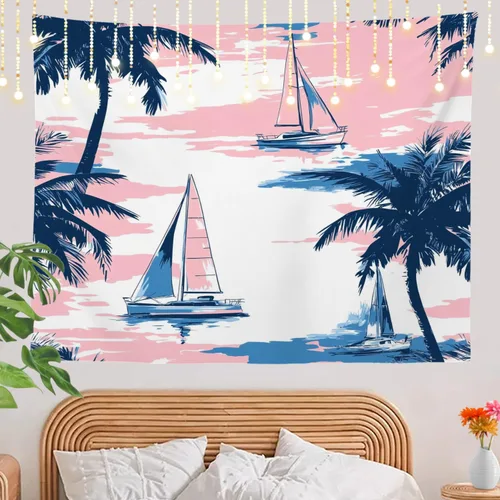 Miniatura 7 de Shrahala Beach Vacation Seaside Relaxation Tapestry, Nautical Summer Getaway Wall Hanging Hd Print Polyester Backdrop For Dorm Room Bedroom 30 X 40