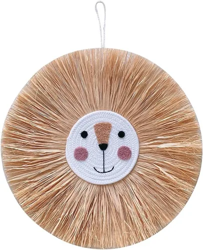Tapiz para colgar en la pared con cabeza de animal, tejido a mano para colgar en la pared, decoración de pared de dibujos animados, león, tigre, H