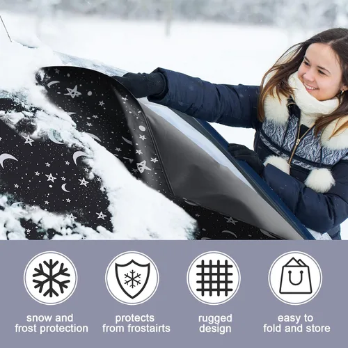Miniatura 2 de Tallew Cubierta para Parabrisas de Automóvil para Hielo, Escarcha y Nieve, Tela Oxford 69 x 42 Pulgadas, Impermeable, Resistente al Viento