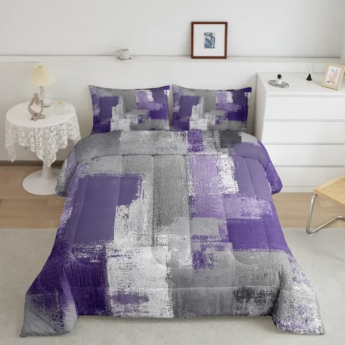 Miniatura 10 de Erosebridal Juego de edredón abstracto amarillo, tamaño King, juego de ropa de cama gris acuarela gris, teñido anudado, degradado, grunge, Ombre 29