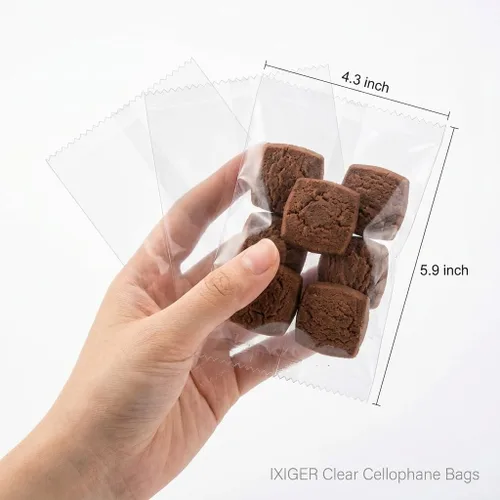 IXIGER 200 bolsas de celofán transparente de 4.3 x 5.9 pulgadas, bolsas transparentes para galletas y bolsas de golosinas para galletas