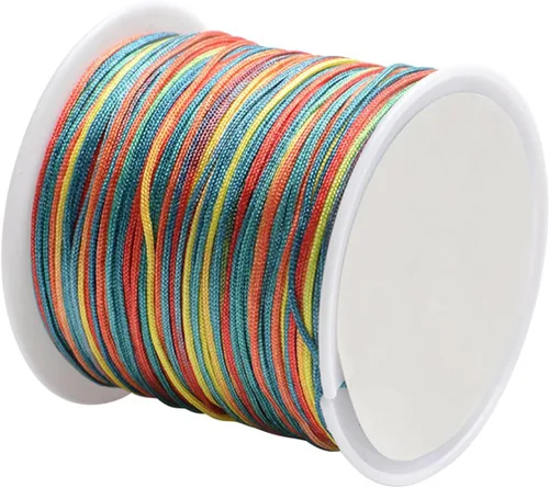 Miniatura 12 de Cordón de nailon para cuentas de 164.0 ft x 0.031 in, hilo de raso satinado de nailon trenzado para manualidades de macramé Mezcla de amarillo 1