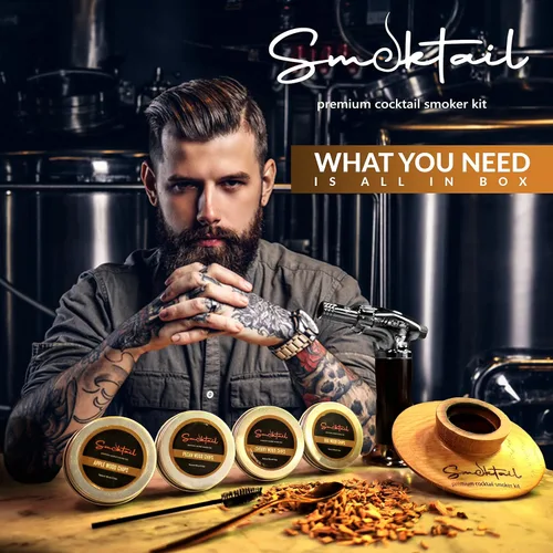 Miniatura 7 de Kit Premium de Ahumador para Cóctel de Smoktail - Kit Premium de Ahumador de Bourbon para Elaborar Exquisitos Cócteles Afumados para Hombres