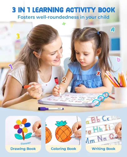Miniatura 4 de JoyCat Actividades de Aprendizaje Preescolar 48 Páginas Reutilizables, Práctica de Escritura a Mano para Niños Pequeños, Libros de Trabajo