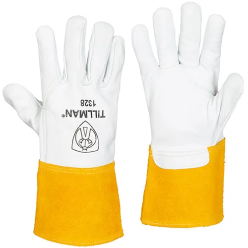 John Tillman - Guantes de soldador TIG sin forro de piel de cabra de grano superior "XL 13" con puño de 4 pulgadas y punto de bloqueo de hilo de
