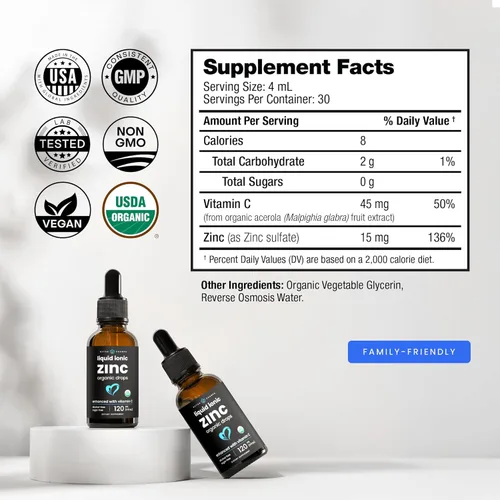 Miniatura 7 de NutraChamps Zinc líquido para niños y adultos, vegano, gotas de zinc iónico puro mejorado con vitamina C, suplementos para apoyo inmunológico
