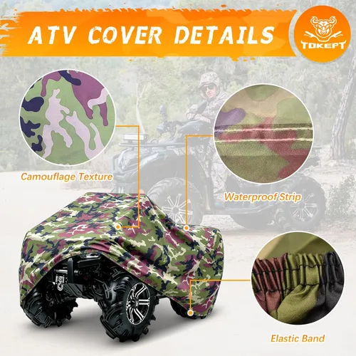 Miniatura 3 de 190T - Funda impermeable para cuatrimoto, ATV y ATC, color negro, 3XL, camuflaje Camouflaje