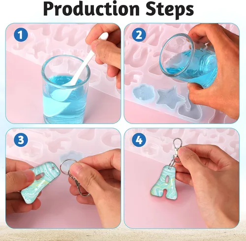 Miniatura 5 de Moldes de silicona para alfabeto, moldes de letras de resina, moldes de resina de silicona de chocolate, moldes para llavero de alfabeto, moldes