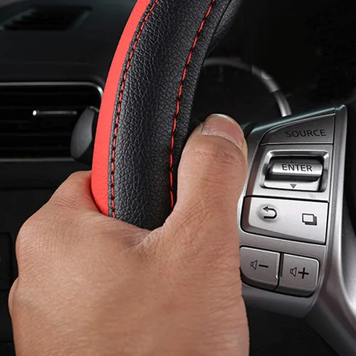 Miniatura 6 de Funda de cuero para volante de automóvil, protector antideslizante para volante de auto, cuero de microfibra transpirable, ajuste universal