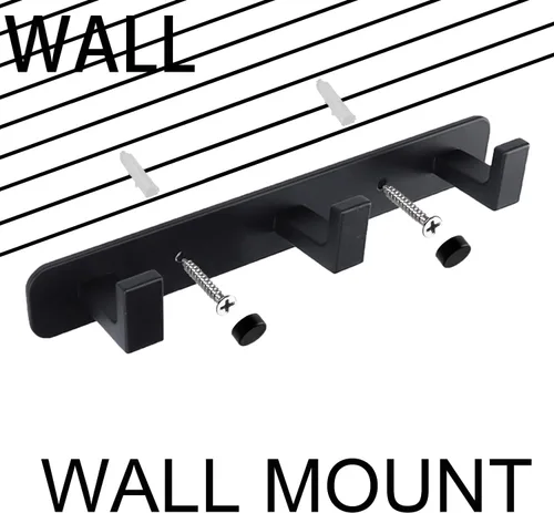 Miniatura 6 de Perchero, 3 Ganchos Triples de Acero Inoxidable Resistente, Ganchos de Pared Montados en la Pared, Barra de Ganchos Rústica para Ropa/Llaves