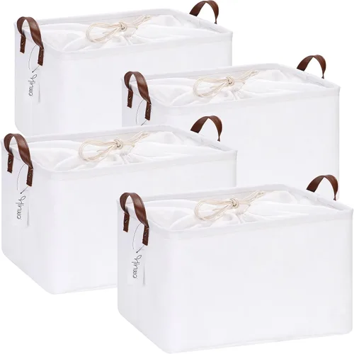 Miniatura 16 de Hinwo 31L Bolsas de almacenamiento grandes, organizadores de armario y almacenamiento, cestas de estante, cestas de almacenamiento plegables