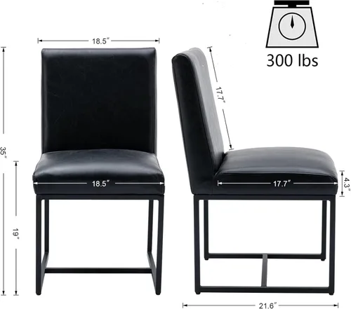 Miniatura 2 de HNY Juego de 2 sillas de cocina modernas, silla de cocina y comedor de cuero PU, silla de comedor tapizada silla auxiliar con marco de metal