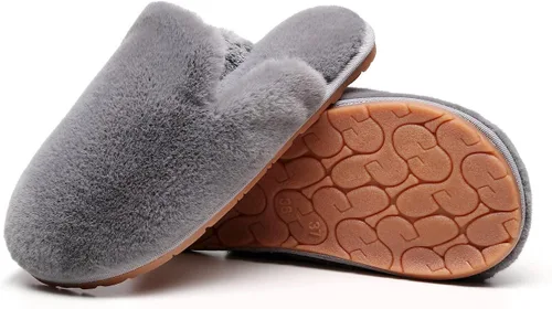 Miniatura 5 de Pantuflas de espuma viscoelástica para mujer, peludas, peludas, para exteriores, interiores, cálidas, acogedoras, suaves, planas, cómodas
