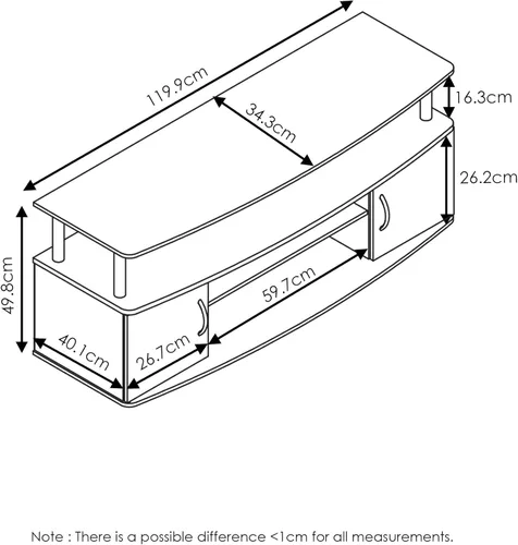 Miniatura 3 de Furinno Jaya - Soporte de entretenimiento grande para TV de hasta 55 pulgadas, roble francés gris/negro, juego de 2 mesas auxiliares, roble francés