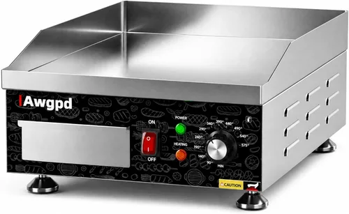 Plancha eléctrica comercial de 14 pulgadas, plancha eléctrica de encimera plana, parrilla eléctrica superior plana de 110 V 1800 W, parrilla de