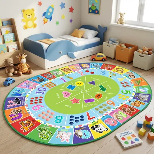 Miniatura 12 de ABC - Alfombra del alfabeto para dormitorio de niños, 2.5 x 4 pies, tapete de juego educativo con números y animales para guardería infantil