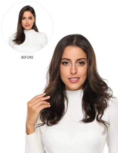 Miniatura 6 de Rose bud REMY - Extensiones de cabello humano con broches, 18 clips, 14 pulgadas, color rubio oscuro, 8 unidades, 2.42 onzas 27# Rubio oscuro