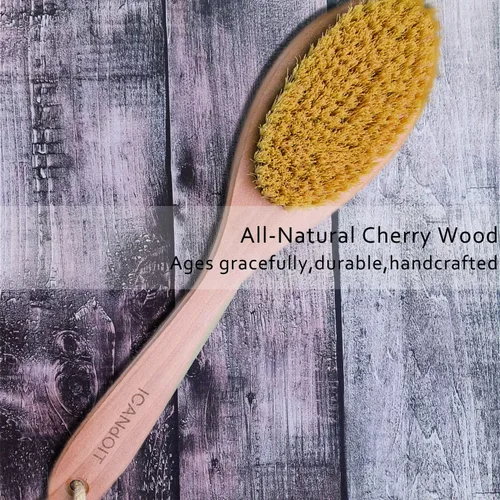 Miniatura 4 de ICANdOIT Cepillo corporal muy rígido para hombres y mujeres, cepillo de piel seca de mango largo para celulitis y drenaje linfático con cerdas