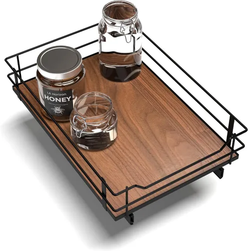 Miniatura 17 de Home Zone Living Organizador de armario de cocina extraíble con 2 niveles de almacenamiento para un fácil acceso, 7.5 pulgadas de ancho x 20 Negro