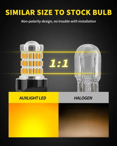 Miniatura 4 de AUXLIGHT 7440 7441 7443 7444 T20 992 W21W - Bombillas LED ámbar amarillas ultrabrillantes de 60-SMD, reemplazo necesita resistencia de carga extra