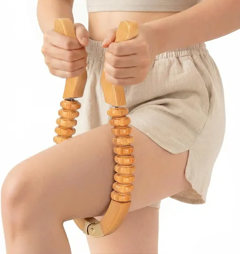 Miniatura 8 de ONUEMP Herramienta de masaje de celulitis de madera para piernas, kit de maderoterapia de terapia de madera Colombiana para drenaje linfático