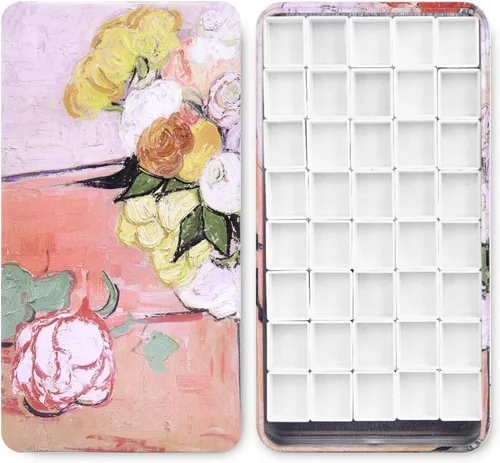 Miniatura 19 de Caja de lámina de viaje para paleta de acuarelas con 40 recipientes vacíos con tira de imán Margarita
