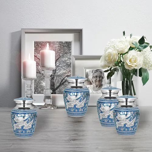 Miniatura 6 de Trupoint Memorials Urnas pequeñas para recuerdo de cenizas humanas, mini urna de cremación decorativa para hombres y mujeres adultos, juego de 4