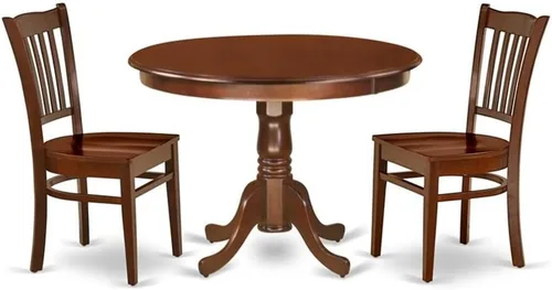 Miniatura 9 de East West Furniture HLGR5-LWH-W - Juego de muebles de comedor de 5 piezas, incluye una mesa de comedor redonda con pedestal y 4 sillas de asiento